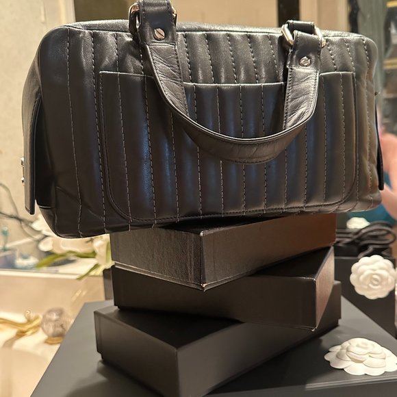 CHANEL Mademoiselle Bowler Bag Black VINTAGE RARE - Picture 2 of 14